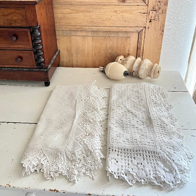 Pair of crochet pillowcases c1930