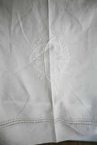 Art Deco French LINEN FIL TROUSSEAU sheet CG OPENWORKS mono c1920