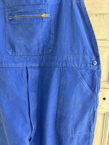 Vintage French large WORK WEAR overalls INDIGO blue cotton c1950