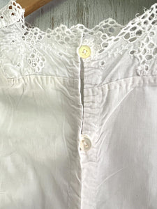 Antique French embroidered COTTON young girl LACE under dress c1900