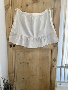 Vintage French service APRON work wear cotton BRODERIE ANGLAISE c1950