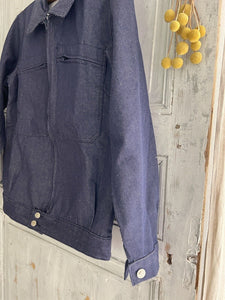 Vintage French WORK WEAR jacket cotton blue DENIM blouson c1950