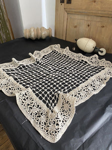 Vintage French filet lace DOILY cotton napperon net c1930