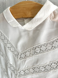 Vintage embroidered acetate BLOUSE lace entredeux c1950