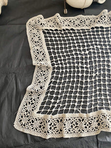 Vintage French filet lace DOILY cotton napperon net c1930