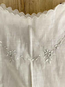 Victorian French UNUSED child SET coton apron and silk cap c1880