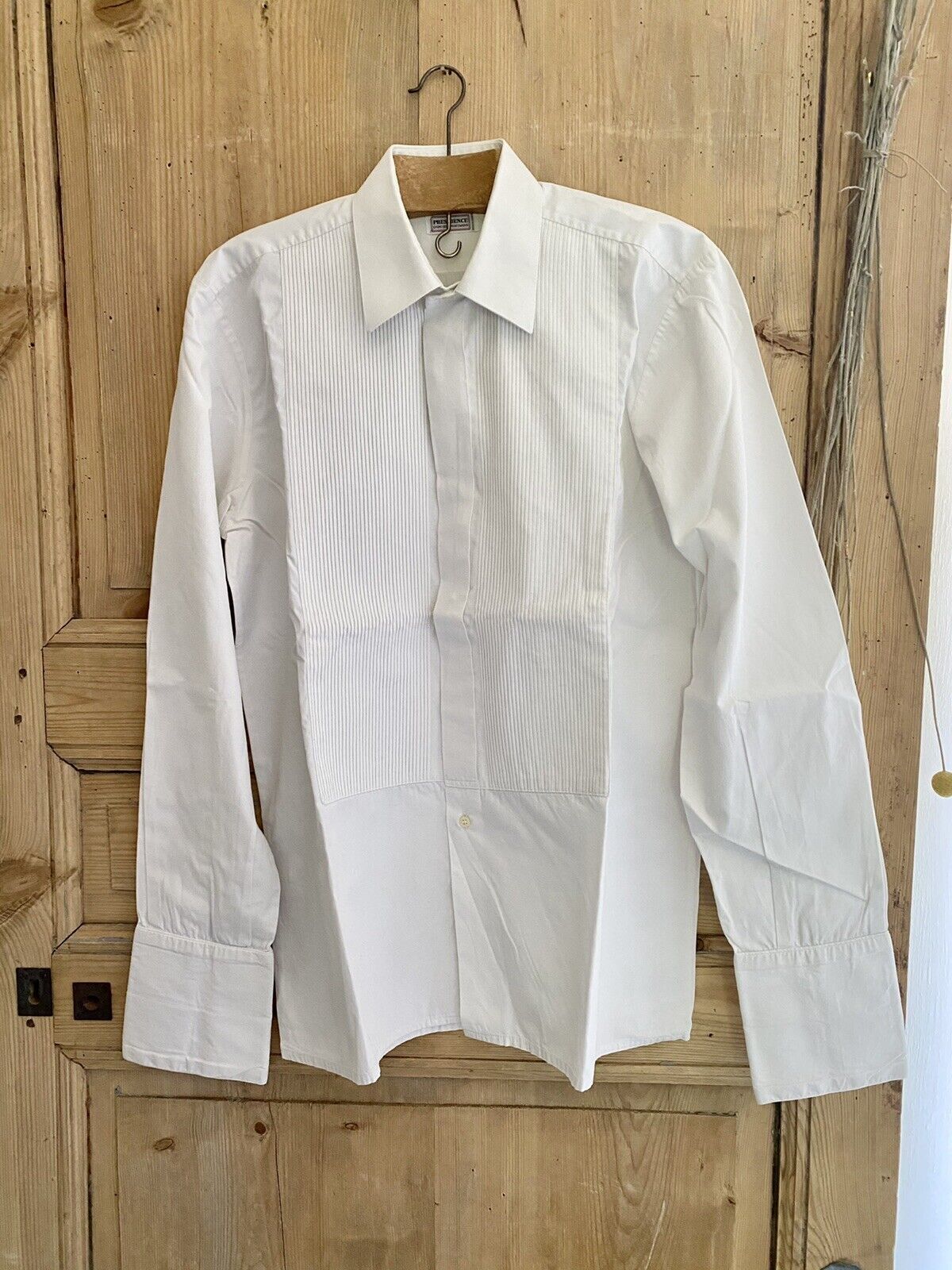 Vintage French man COUTURE POPLIN SHIRT COTTON pintucks c 1930