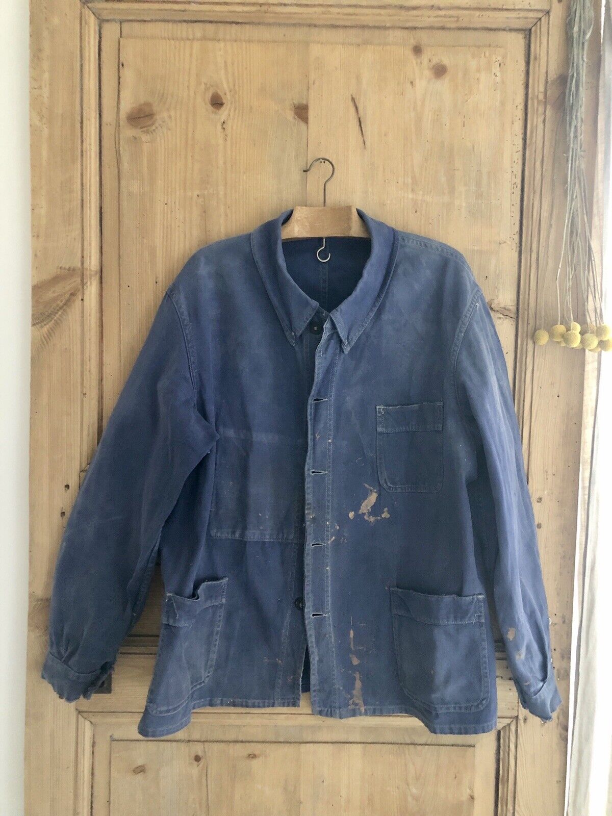 Vintage French BLEU DE TRAVAIL jacket WORK WEAR  faded INDIGO BLUE c1930