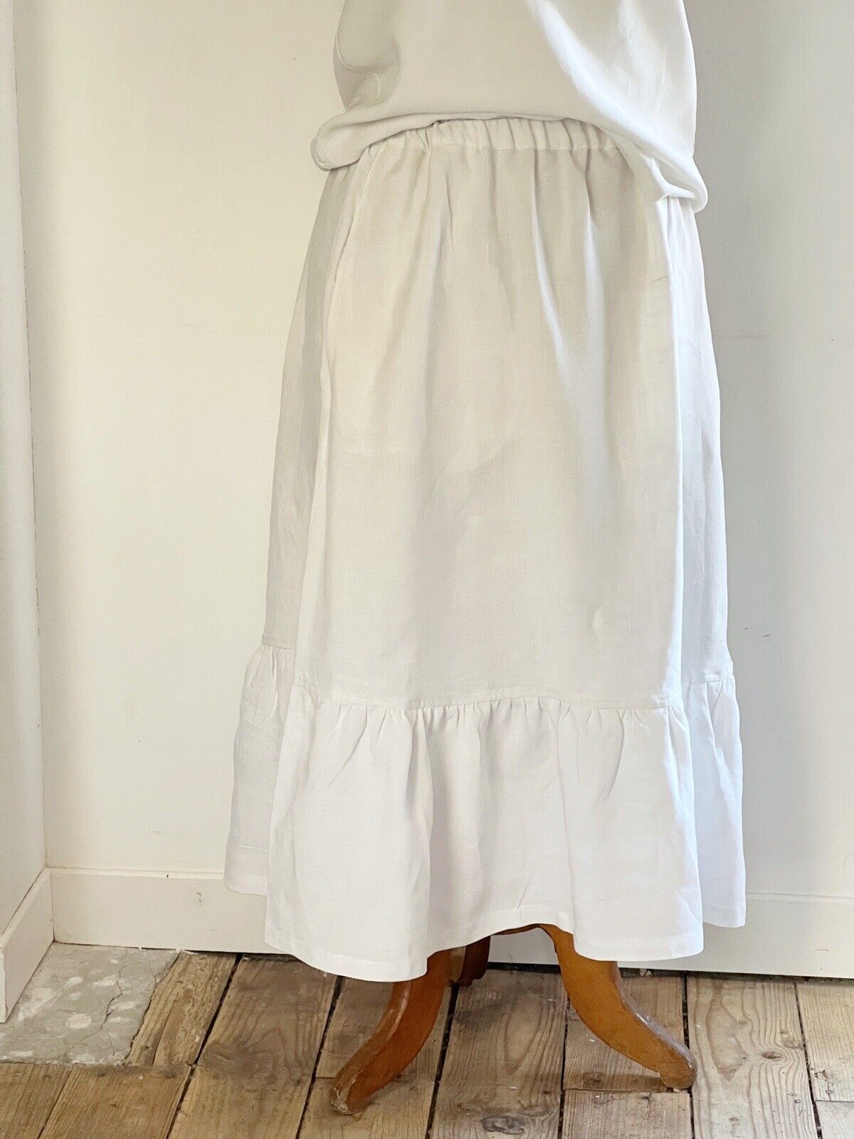 French UPCYCLED antique linen full ruffled PETTICOAT by Les Toiles Blanches