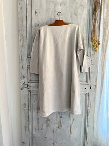 Antique French PRIMITIVE pure FLOPPY LINEN nightshirt c1830