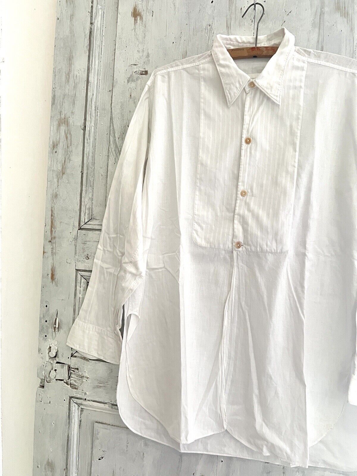 Victorian French man RUSTIC cotton WORK WEAR bib SHIRT c 1900