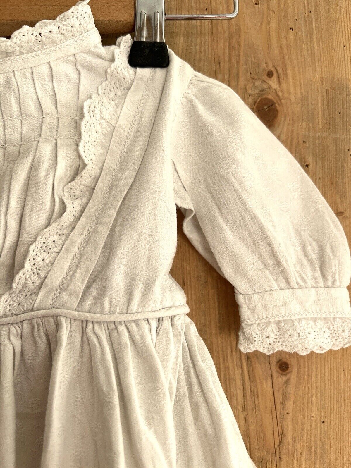 Antique French child DAMASK COTTON PRESENTATION DRESS PLASTRON c1900