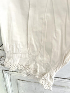 Antique French linen cotton PANTALONNETTE panties LACE  c1900