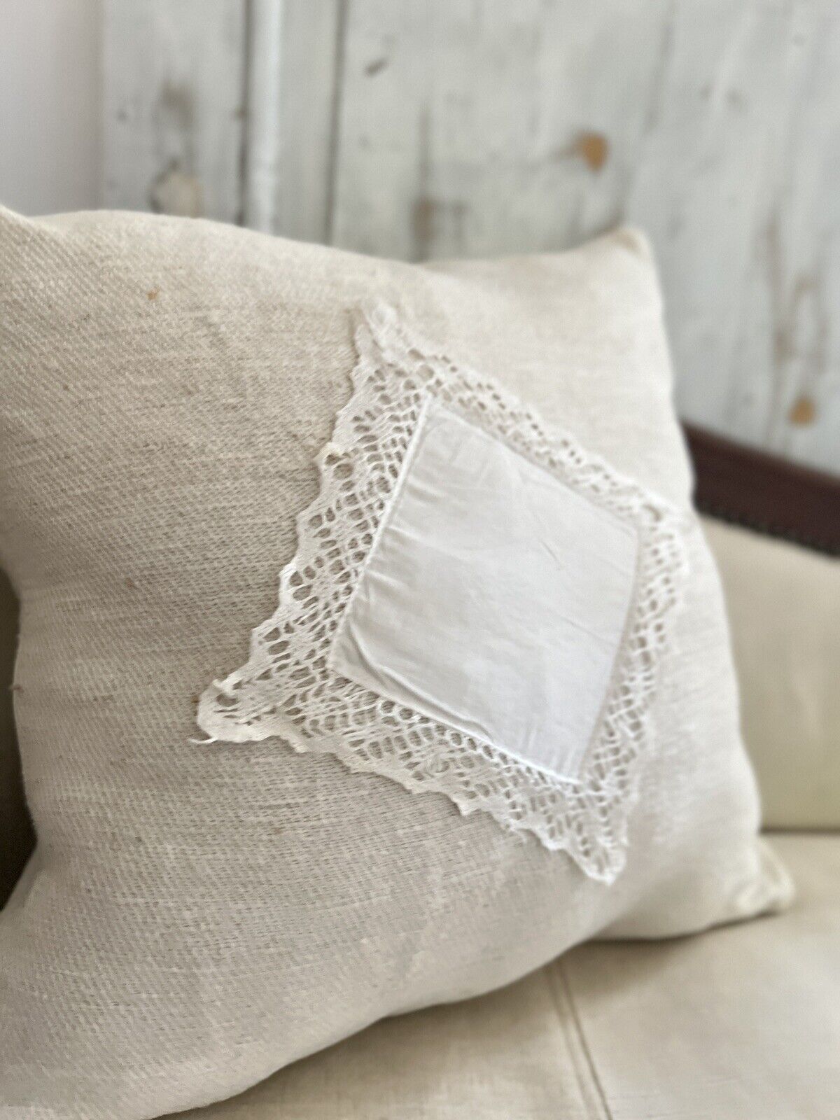 UPCYCLED vintage French GRAIN SACK PILLOW COVER natural tone