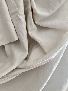 EARLY LONG RUSTIC TROUSSEAU ecru bed sheet PURE LINEN central seam MM mono c1820