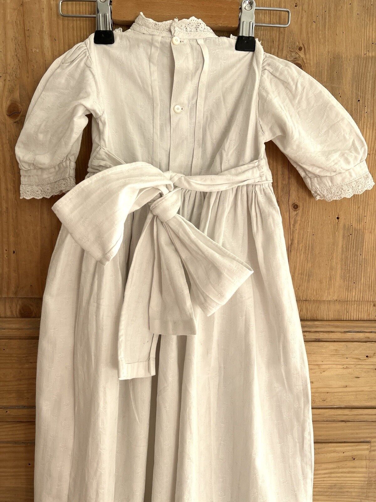 Antique French child DAMASK COTTON PRESENTATION DRESS PLASTRON c1900