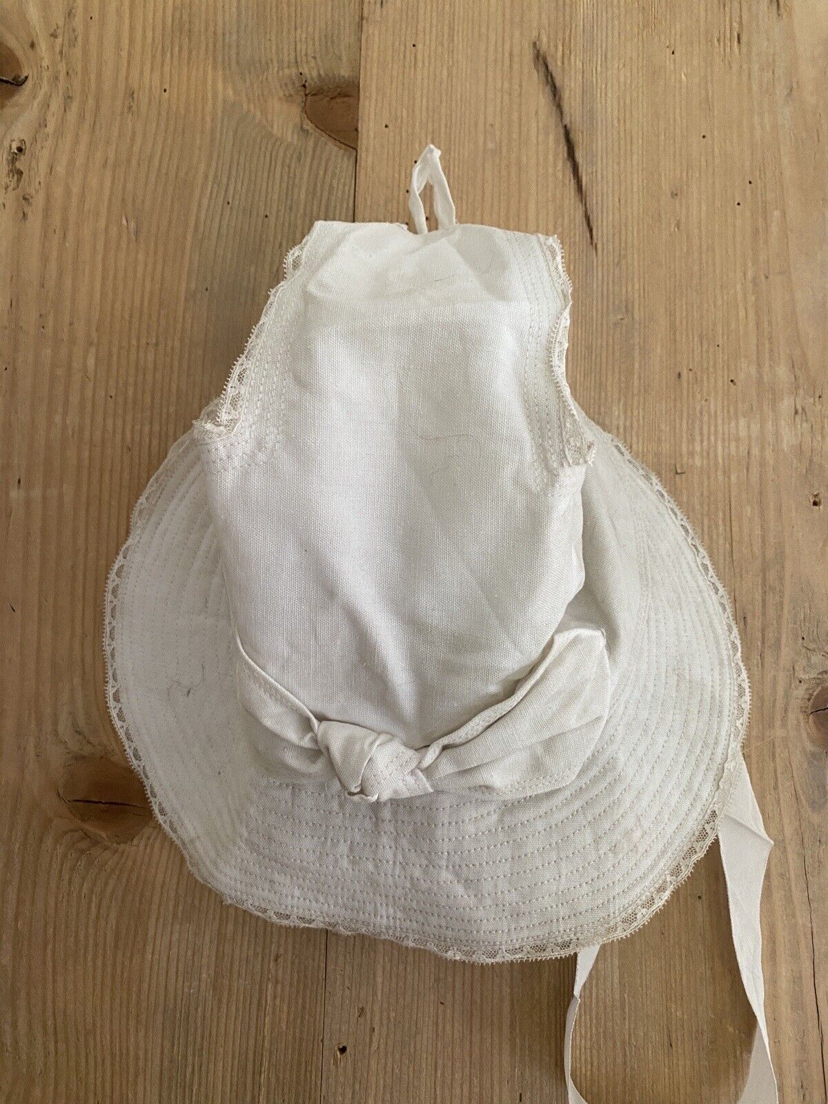 Vintage French girl cotton SUMMER CAP knot c1920