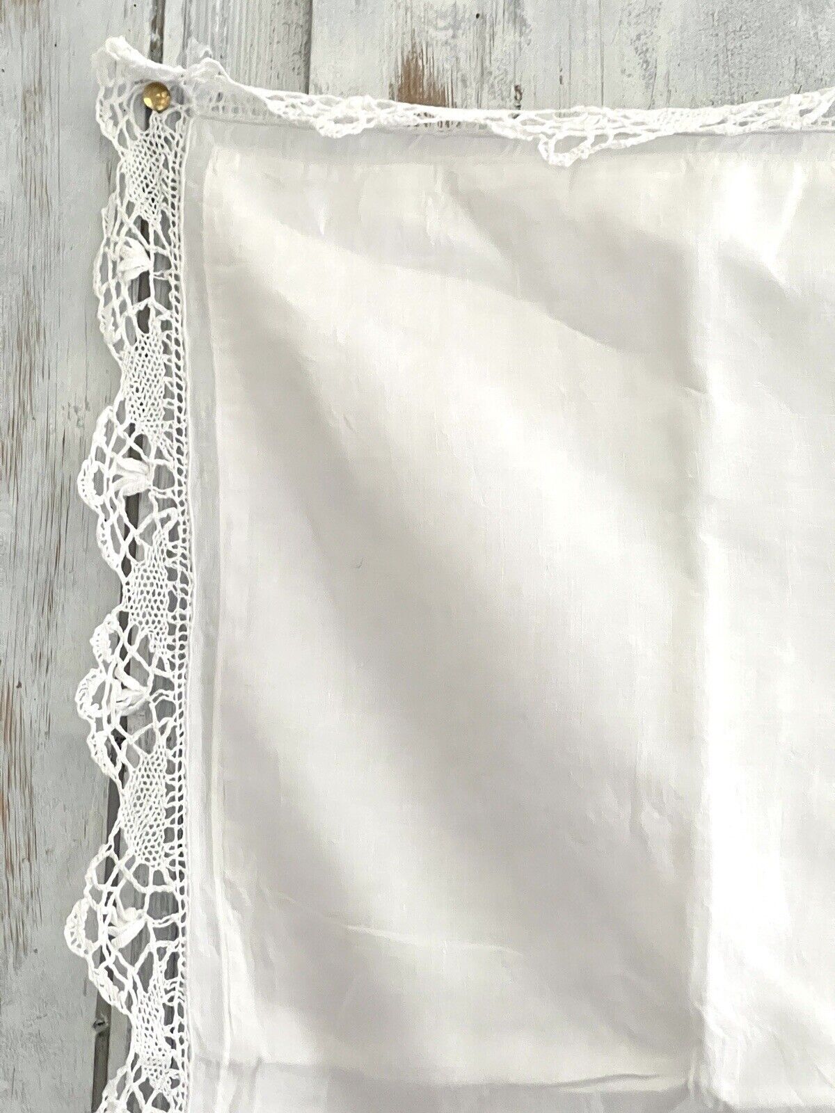 Antique French EMBROIDERED linen  FIL PILLOW SHAM lace TRIM CC mono c1900