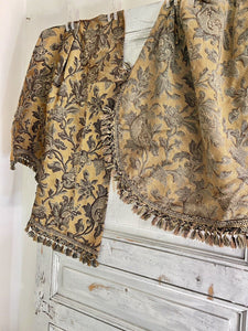 2 Empire French GOLD jacquard PELMET FRINGES c1870