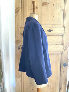 Vintage French woman blue JACKET tailored COLLAR c 1950