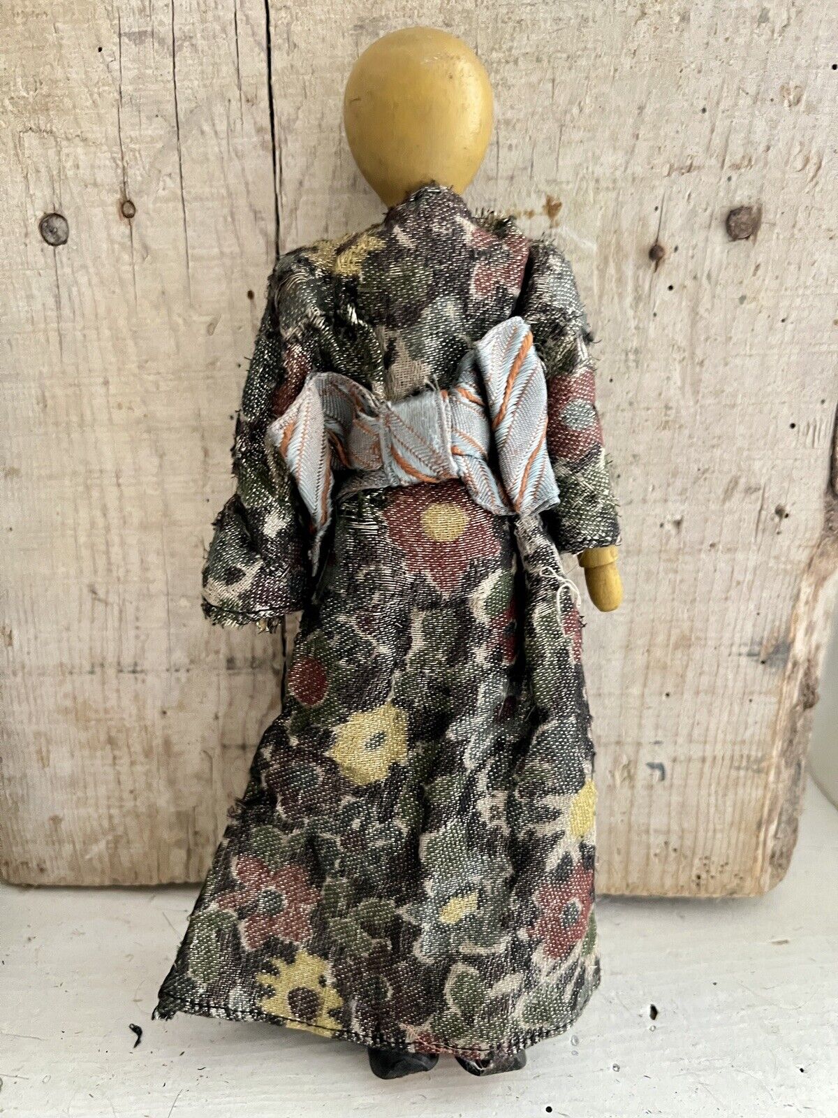 Art Deco French 3 PROMOTIONAL wood Japanese DOLLS silk traditionnal outfit c1930