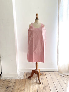 Vintage French PALE PINK DYED linen cotton nightshirt c1930