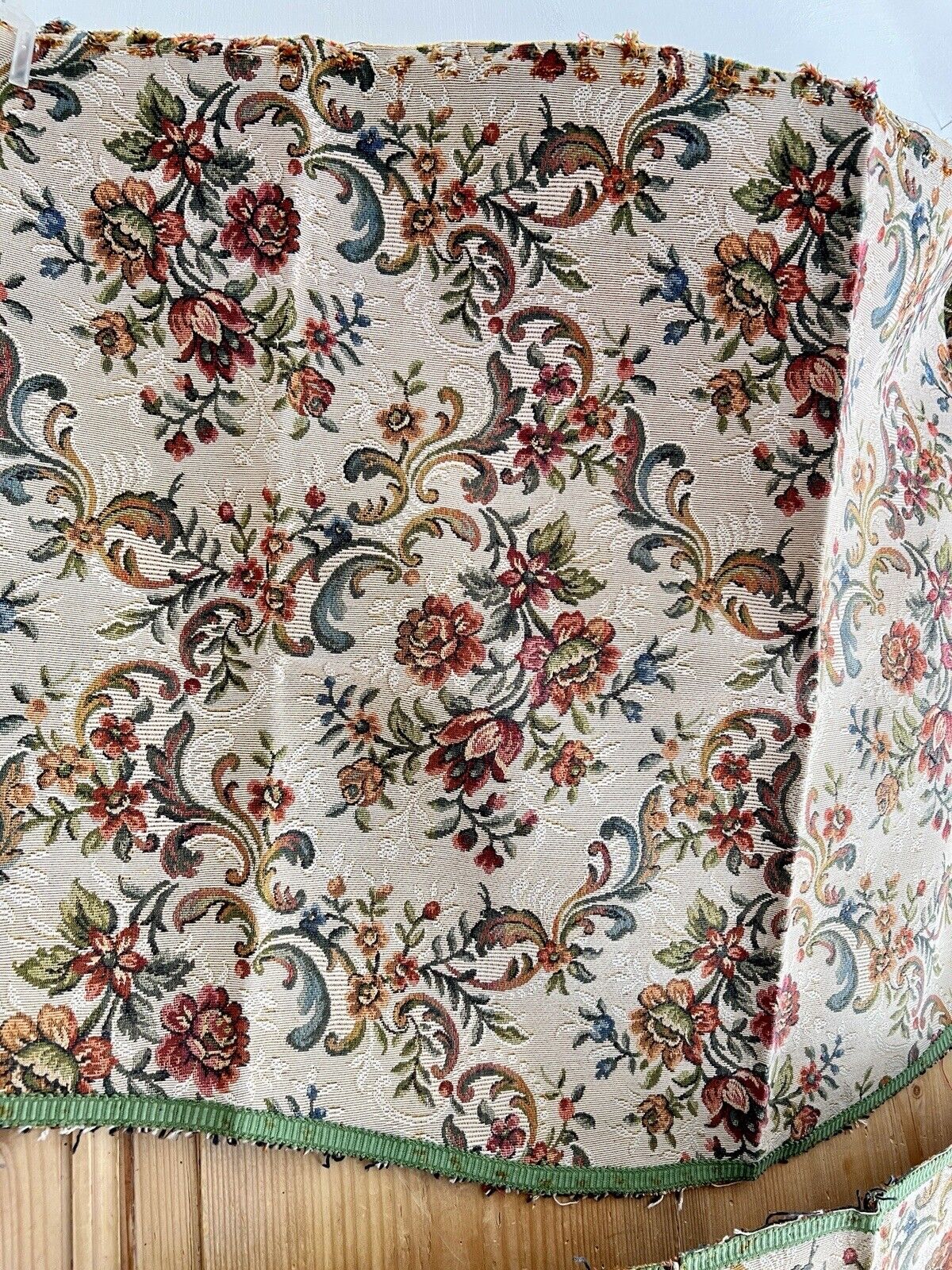 Pair vintage French floral DAMASK textiles sofa cover UPHOLSTERY c1950