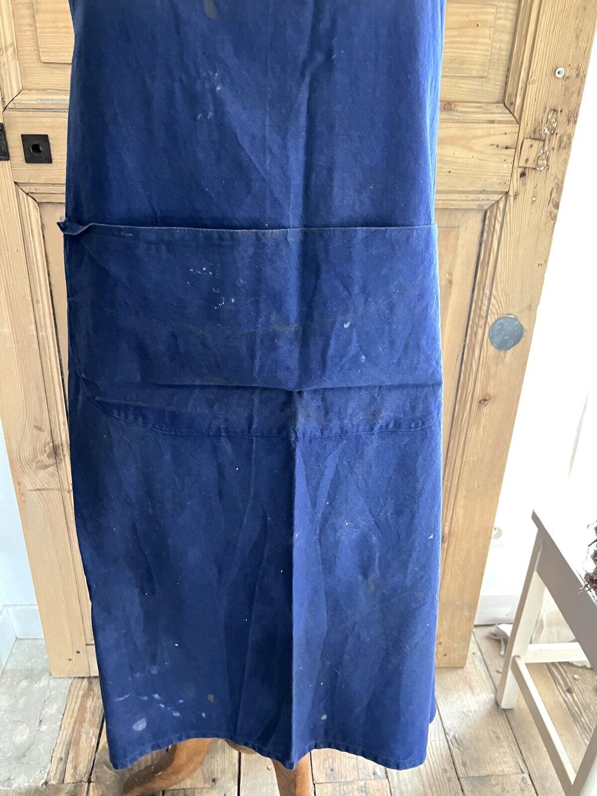 Antique French INDIGO WORK WEAR APRON LINEN c1900