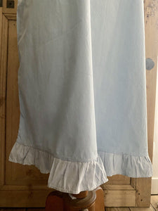 Antique French EMBROIDERED pale blue COTTON NIGHTSHIRT c1920