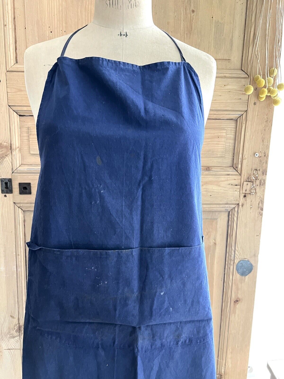 Antique French INDIGO WORK WEAR APRON LINEN c1900