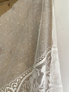 Vintage French FILET LACE panel CURTAIN brise bise c1930