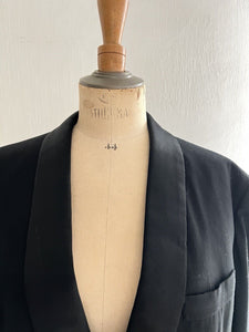 Antique French man BLACK wool TUXEDO jacket SILK shawl collar c1920