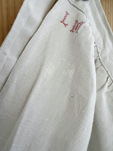 PRIMITIVE French LONG WORK WEAR pure LINEN NUNNERY APRON LM mono c1830