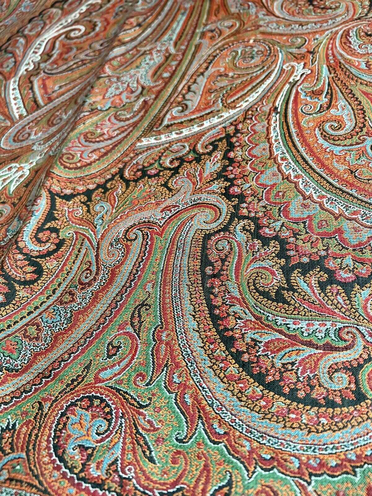 Stunning XXL antique VICTORIAN Kashmir PAISLEY piano WOOL SHAWL tablecloth c1880