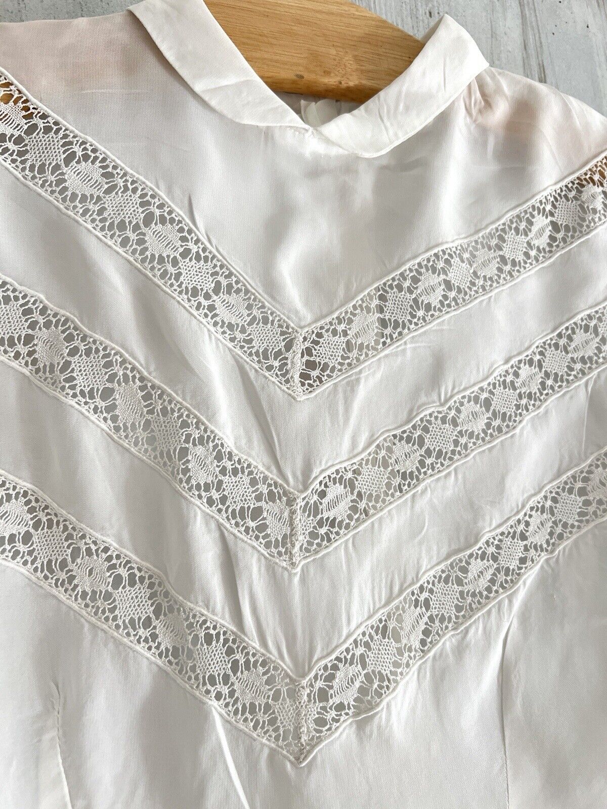 Vintage embroidered acetate BLOUSE lace entredeux c1950