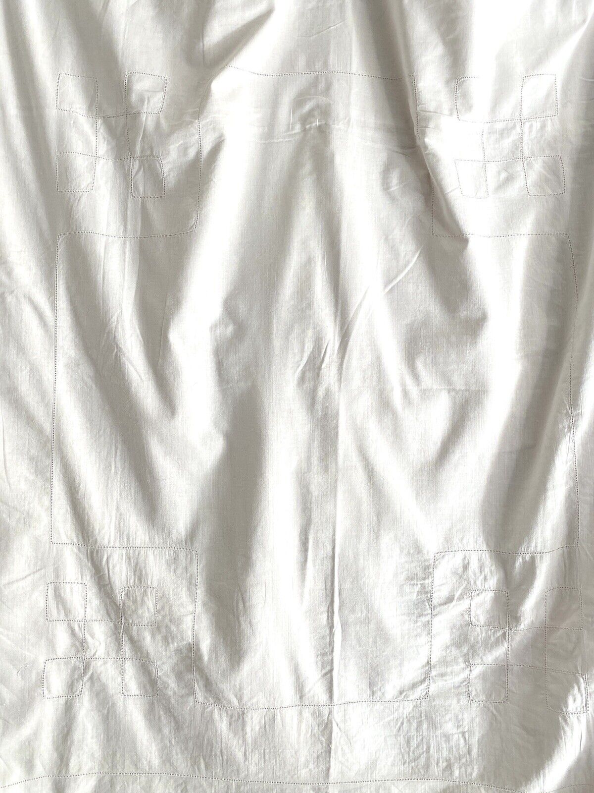 Vintage French cotton DUVET COVER openworks RUFFLES c1930