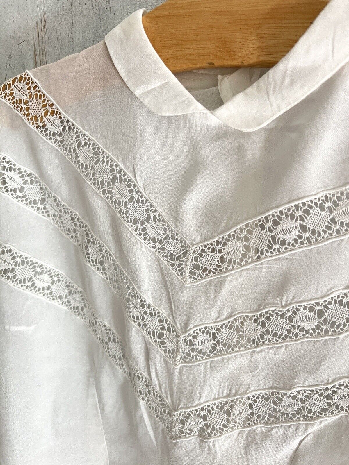 Vintage embroidered acetate BLOUSE lace entredeux c1950