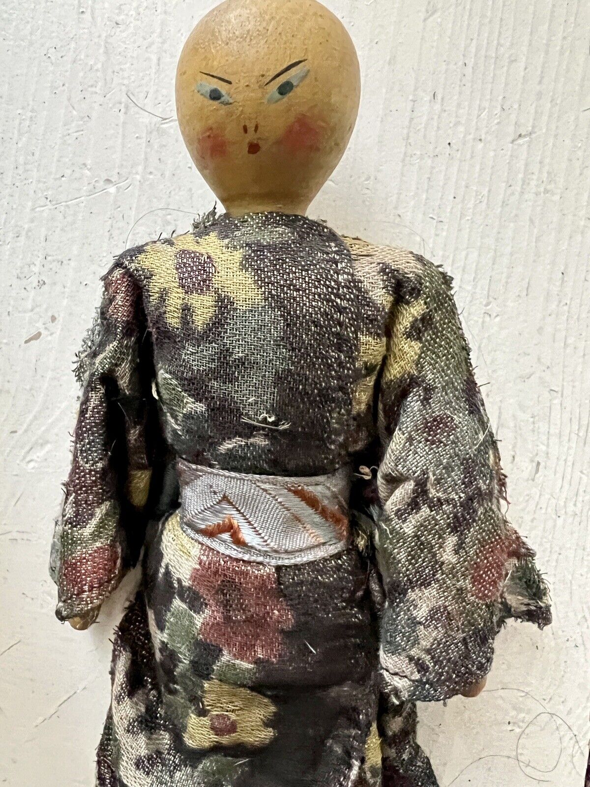 Art Deco French 3 PROMOTIONAL wood Japanese DOLLS silk traditionnal outfit c1930