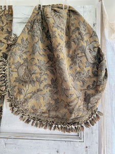 2 Empire French GOLD jacquard PELMET FRINGES c1870