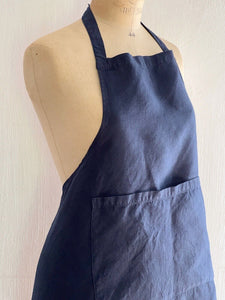 French UPCYCLED linen INDIGO WORK WEAR APRON Les Toiles Blanches