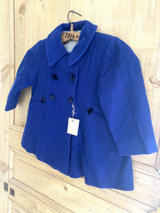 Vintage French DEADSTOCK child WOOL COAT satin lining c1950