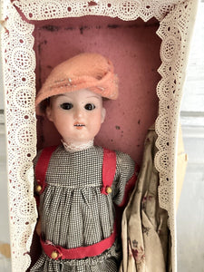 French BISQUE head DOLL Armand Marseille 390 ORIGINAL BOX and clothes c1900