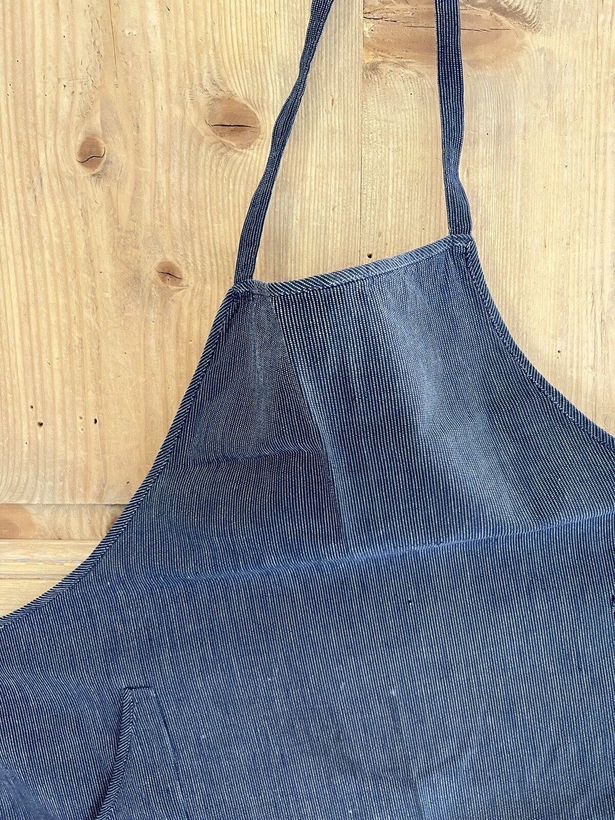 Antique French INDIGO WORK WEAR APRON LINEN COTTON chambray c1900