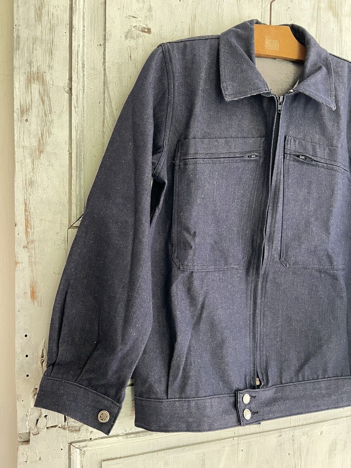 Vintage French WORK WEAR jacket cotton blue DENIM blouson c1950