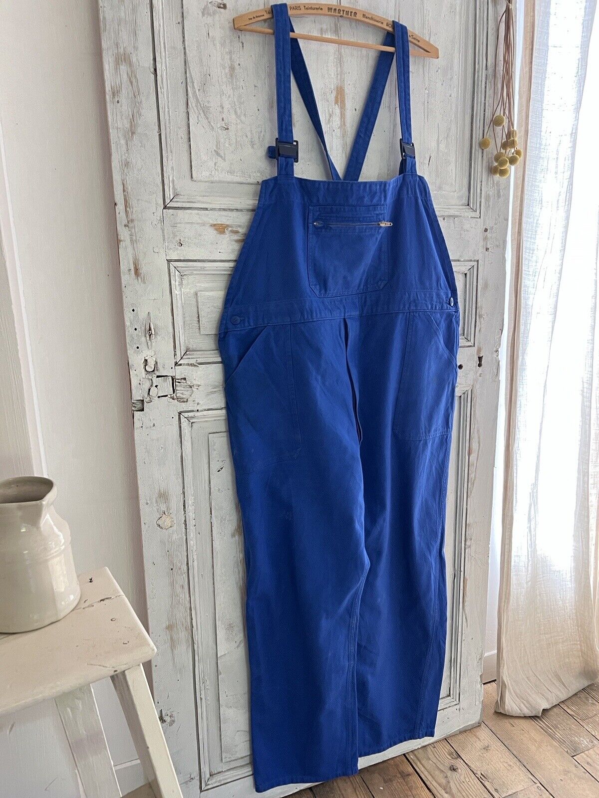 Vintage French large WORK WEAR overalls INDIGO blue cotton c1950