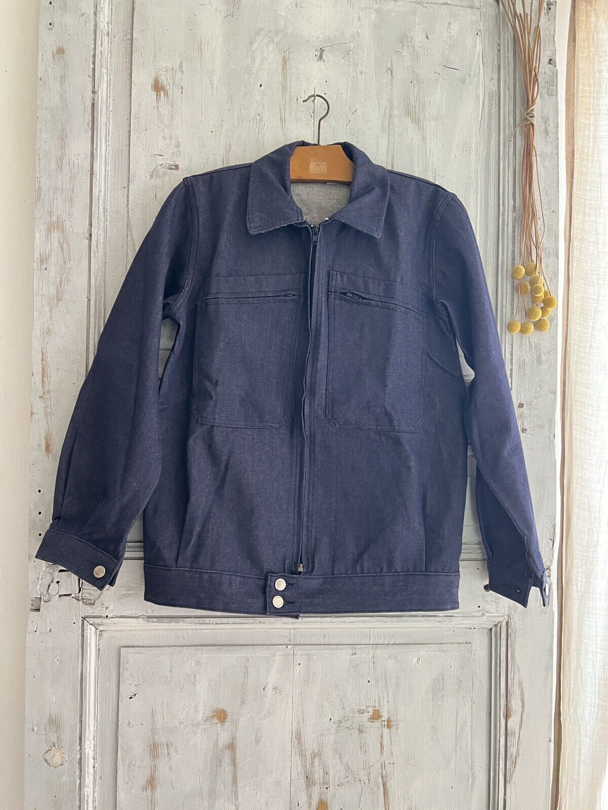 Vintage French WORK WEAR jacket cotton blue DENIM blouson c1950