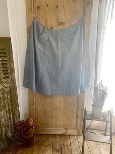 RARE antique French WORK WEAR FULL white blue VICHY COTTON APRON c1900