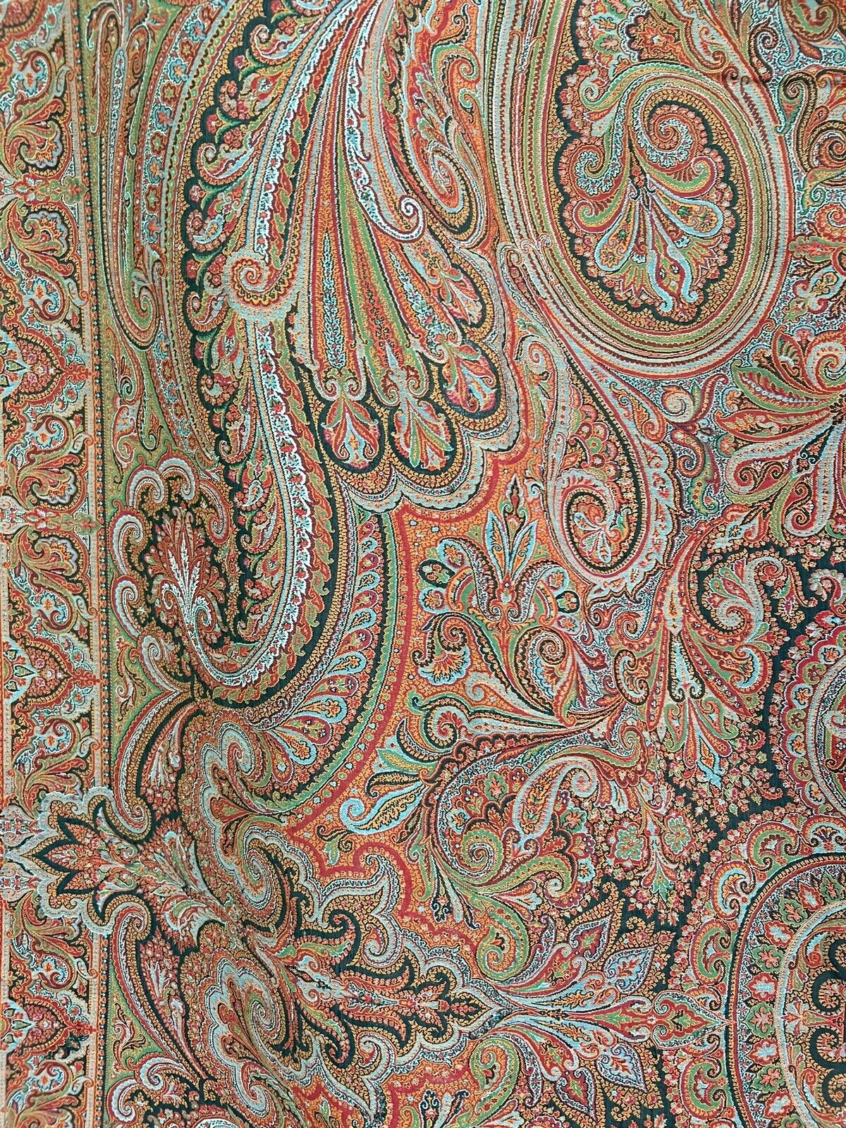 Stunning XXL antique VICTORIAN Kashmir PAISLEY piano WOOL SHAWL tablecloth c1880