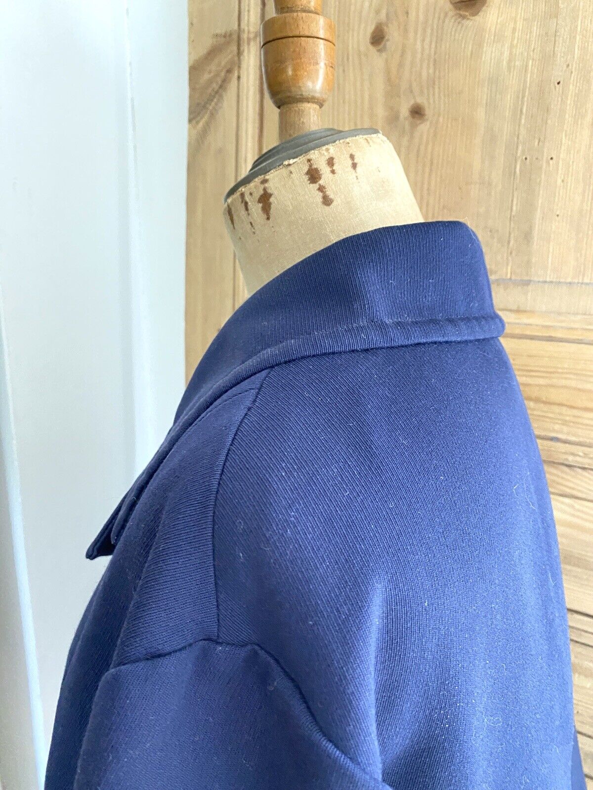 Vintage French woman blue JACKET tailored COLLAR c 1950