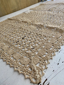 Vintage French PAIR OF natural DOILIES OPENWORKS napperon LA SAMARITAINE c1930